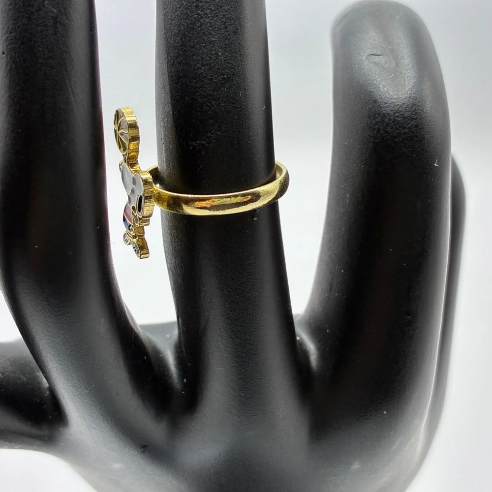 Vintage Snoopy Playing Basketball Adjustable Ring in Gold Tone